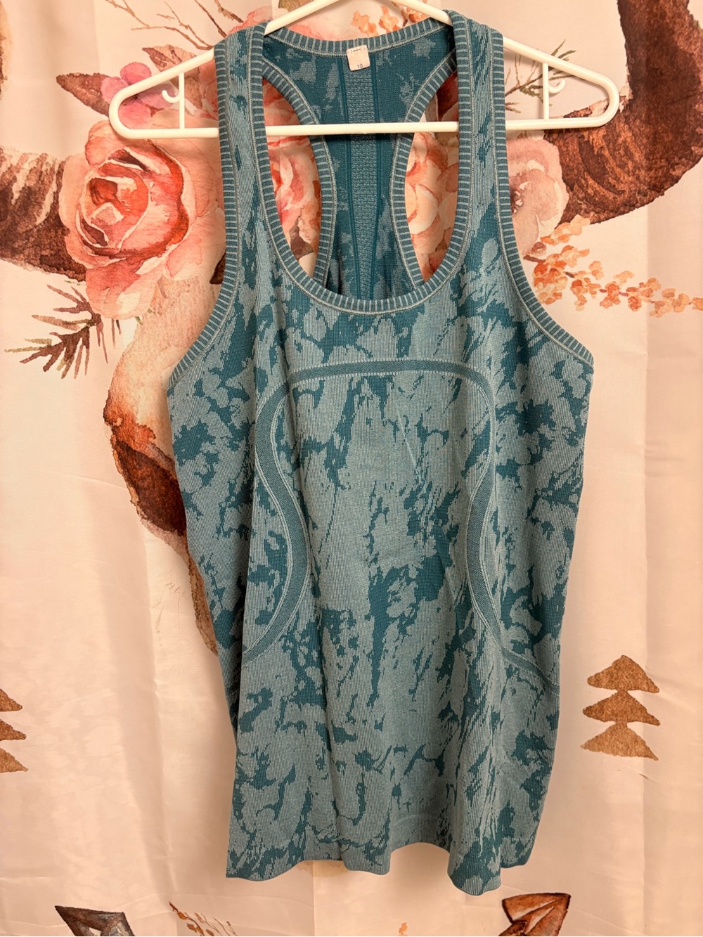 Size 10 lululemon Teal Marble-Print Racerback Tank